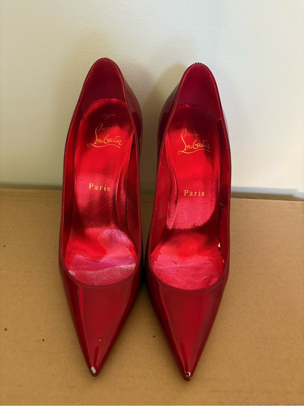 Christian Louboutin Shiny Red Pointed-Toe Pumps